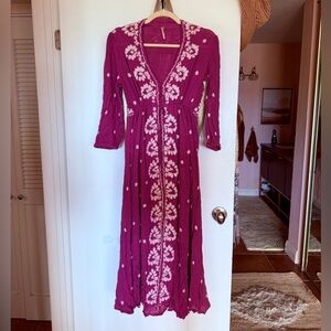 FP Fable Embroidered Mauve Midi Dress